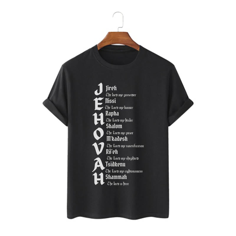 T-shirt à manches courtes Christianartworkshop Style minimaliste Noms de Jéhovah - Noir - 2XL - image 0