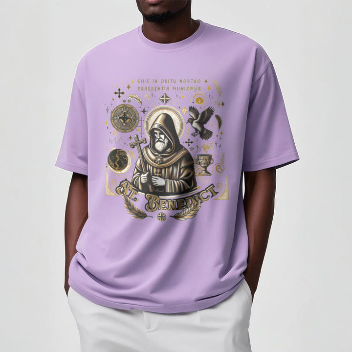 T-shirt à manches courtes Christianartworkshop style classique avec la bénédiction de saint Benoît - image 14