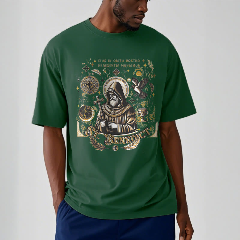 T-shirt à manches courtes Christianartworkshop style classique avec la bénédiction de saint Benoît - image 8