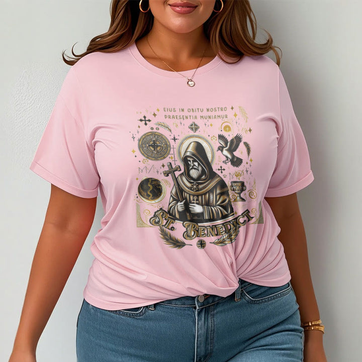 T-shirt à manches courtes Christianartworkshop style classique avec la bénédiction de saint Benoît - image 12