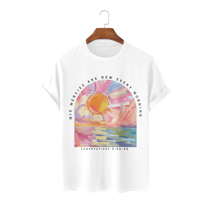 T-shirt à manches courtes Christianartworkshop Colored Style « Sa miséricorde se renouvelle chaque matin » - Blanc - 2XL - image 0