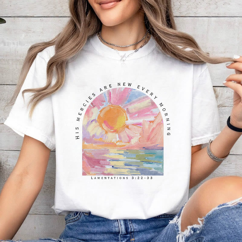 T-shirt à manches courtes Christianartworkshop Colored Style « Sa miséricorde se renouvelle chaque matin » - image 1