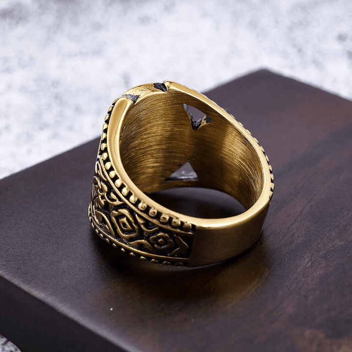 Bague en alliage avec croix de Jérusalem, style classique et artisanal ancien, signée Christianartworkshop - image 6