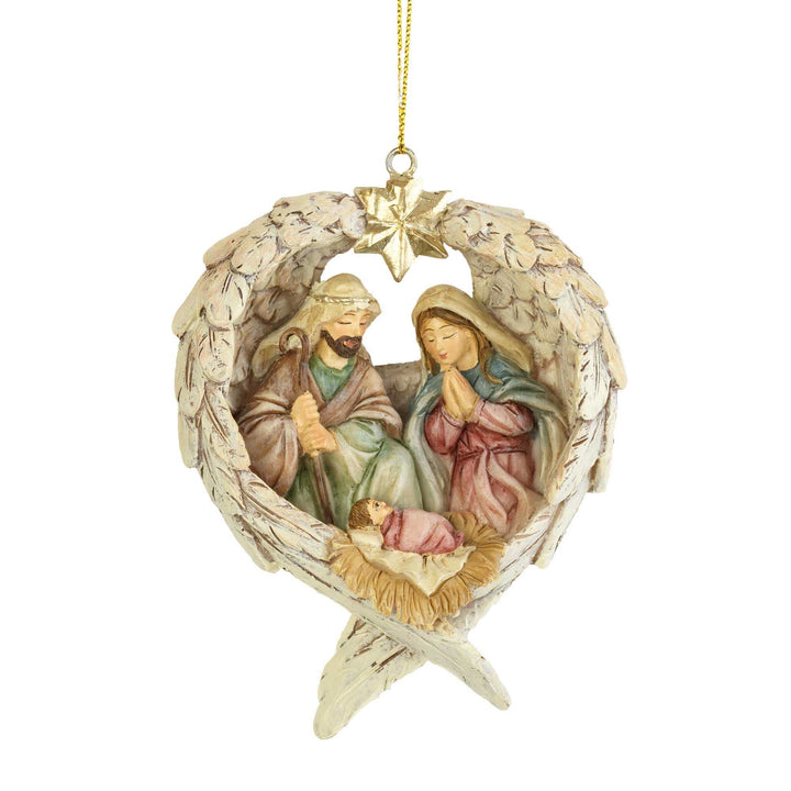 Christianartworkshop Crèche de Noël de style classique avec ailes d'anges et étoiles - Décorations à suspendre - image 10