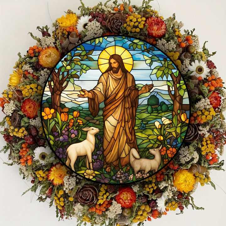 Christianartworkshop Décorations de Noël suspendues représentant Jésus le Bon Berger, style vitrail - Jésus le Bon Berger - image 0