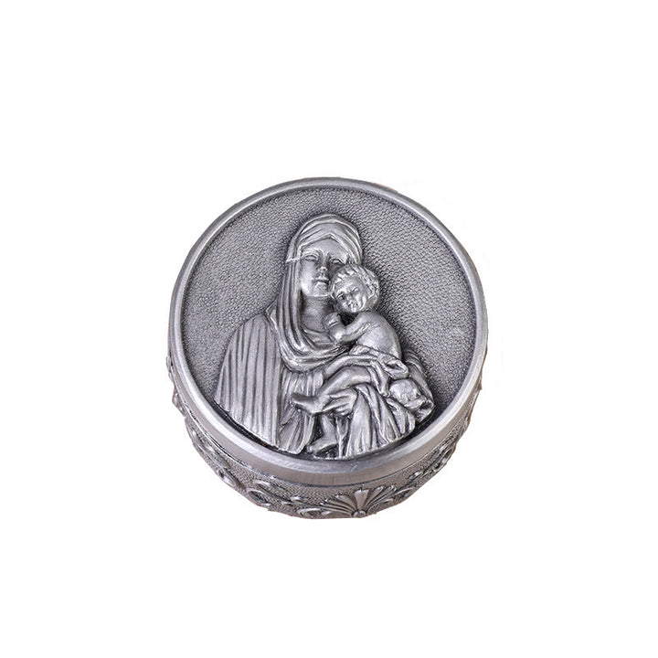Christianartworkshop Boîte de rangement en alliage de zinc de style rétro classique, ornée d'une Vierge à l'Enfant. - image 4