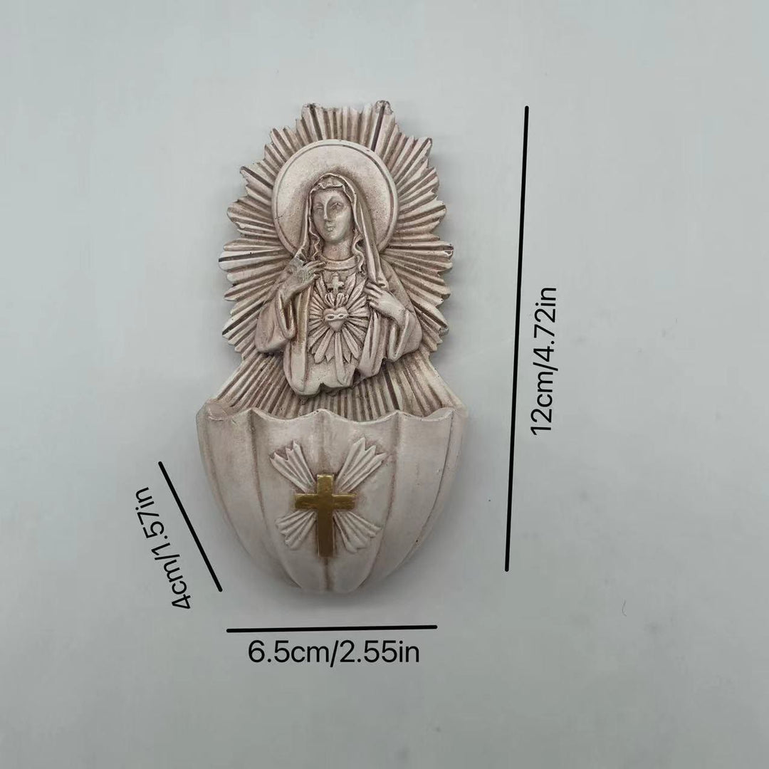 Christianartworkshop Boîte de rangement en résine représentant le Cœur Immaculé de Marie, style sculptural rétro - image 5