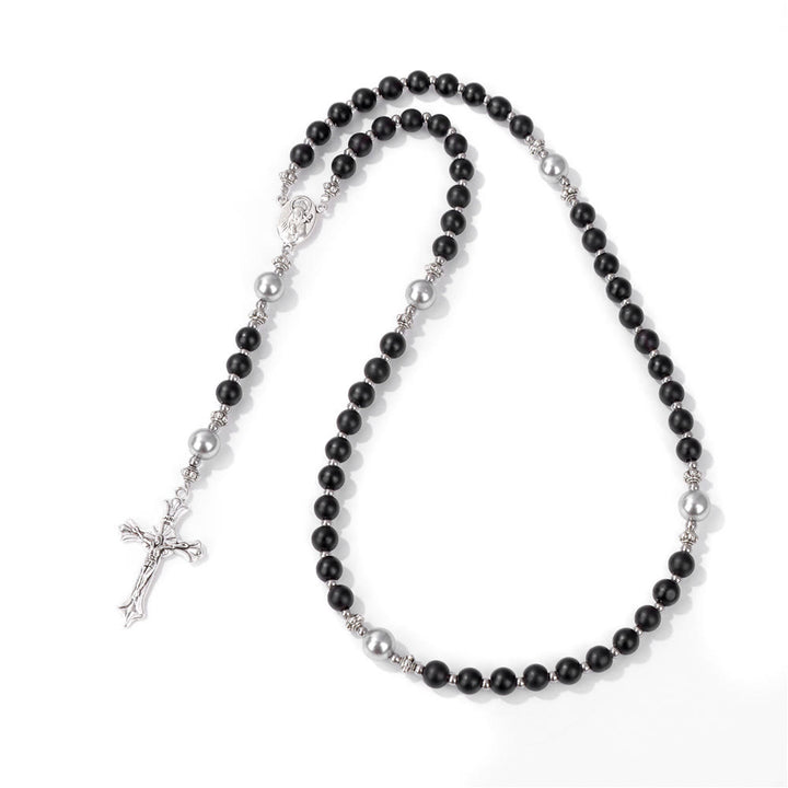 Christianartworkshop Médaille de prière Notre-Dame en pierre naturelle et perle - Noir - image 20