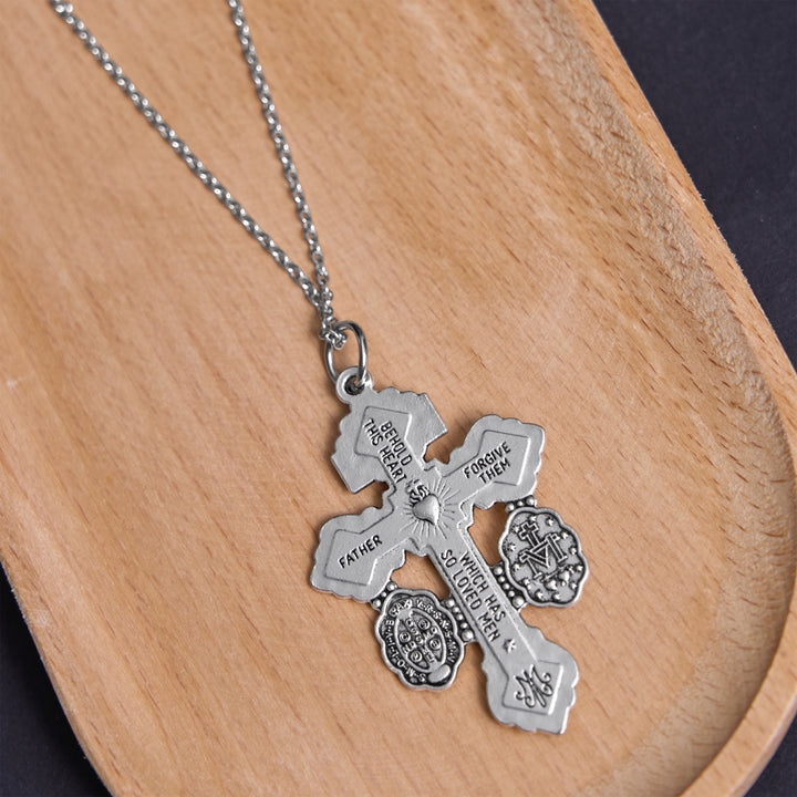 Christianartworkshop Collier pendentif crucifix du pardon, style classique, 3 couleurs, gravé double face - image 9