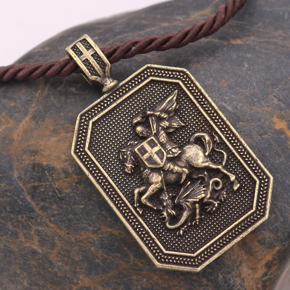 Christianartworkshop Collier de prière de protection avec pendentif Saint Georges et le Dragon de style classique - image 1