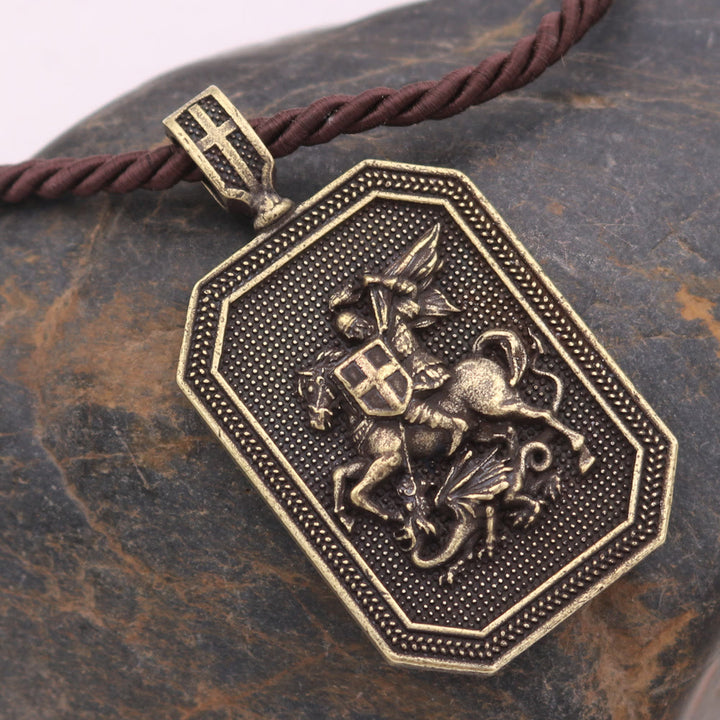 Christianartworkshop Collier de prière de protection avec pendentif Saint Georges et le Dragon de style classique - image 1