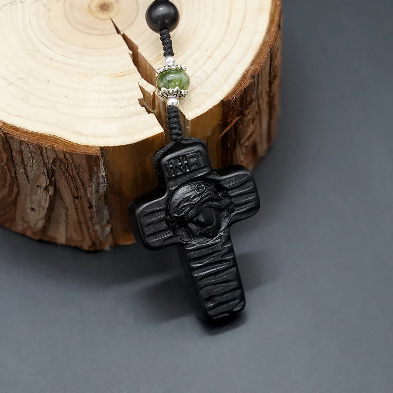 Christianartworkshop Chapelet en corde de nylon marron/noir en bois de santal, orné d'une croix de Jésus de 8 mm de diamètre. - image 12