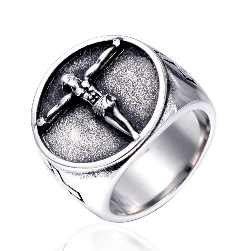 Bague Croix de Jésus style rétro classique Christianartworkshop, symbole de la foi bénie - image 6