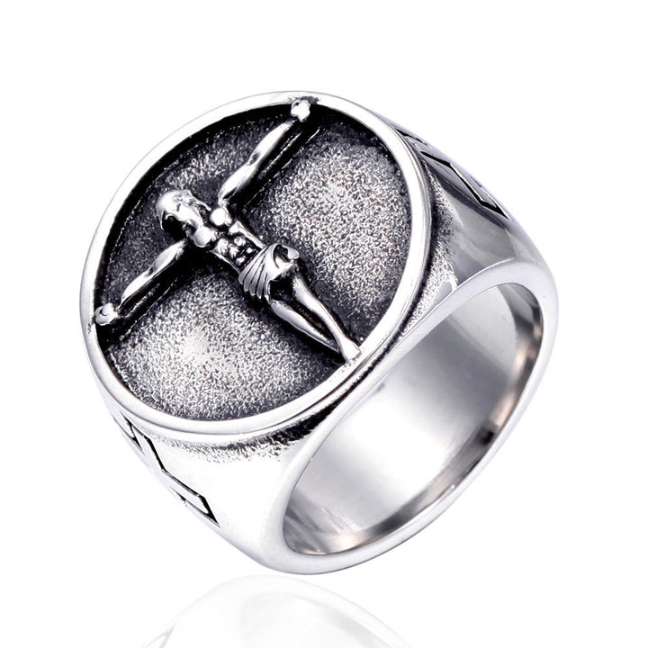 Bague Croix de Jésus style rétro classique Christianartworkshop, symbole de la foi bénie - image 6