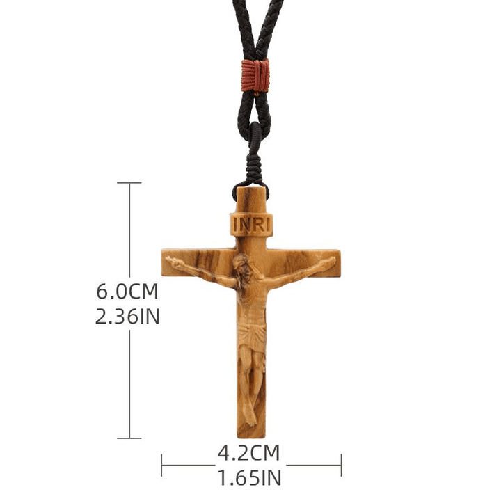 Christianartworkshop LA FOI COMME ARMURE : Collier en bois avec crucifix de Jésus - image 11