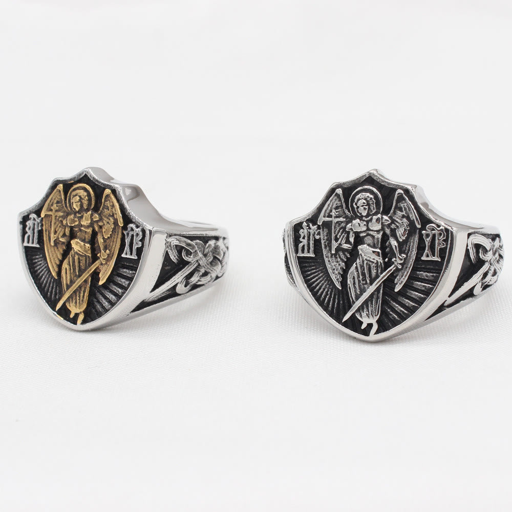 Bague de protection et de force Saint Michel, ange gardien, style rétro, Christianartworkshop - image 8