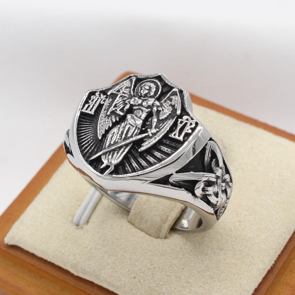 Bague de protection et de force Saint Michel, ange gardien, style rétro, Christianartworkshop - image 3