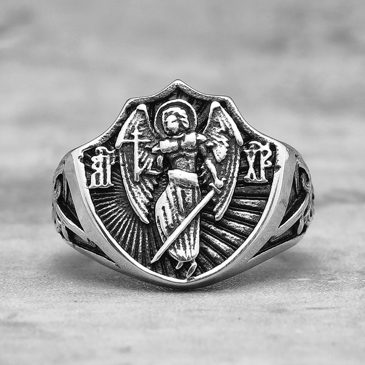 Bague de protection et de force Saint Michel, ange gardien, style rétro, Christianartworkshop - image 5