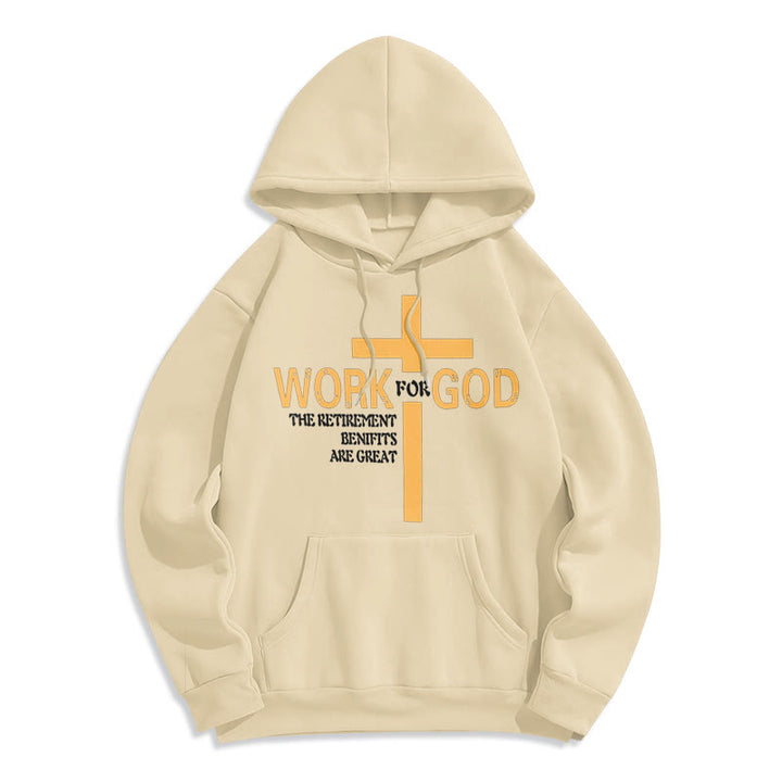 Sweat à capuche en polyester doublé polaire style classique Christianartworkshop avec croix pour Dieu - Beige - 2XL - image 10