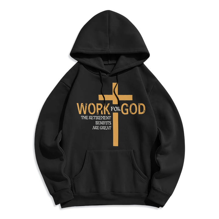 Sweat à capuche en polyester doublé polaire style classique Christianartworkshop avec croix pour Dieu - Noir - 2XL - image 0