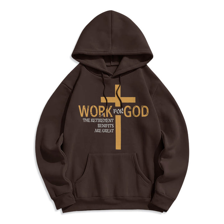 Sweat à capuche en polyester doublé polaire style classique Christianartworkshop avec croix pour Dieu - Brun - 2XL - image 15