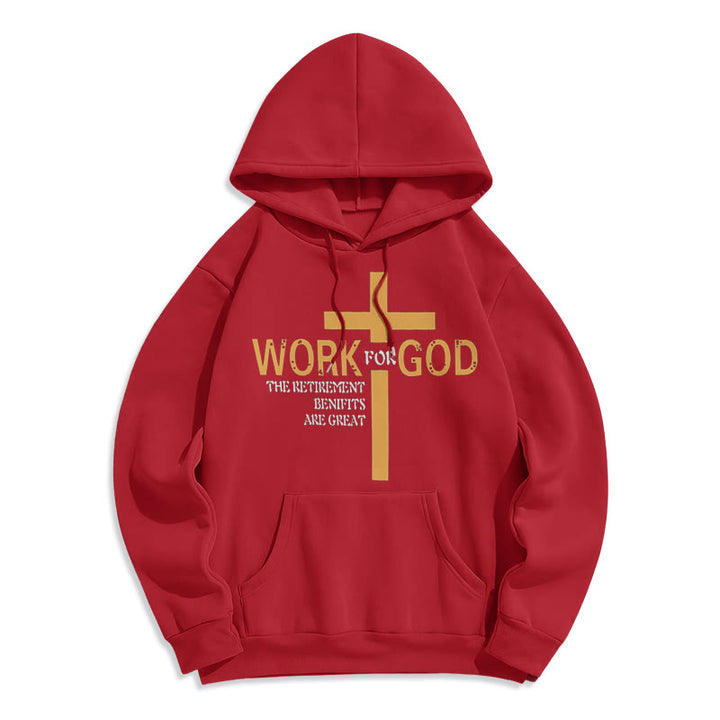 Sweat à capuche en polyester doublé polaire style classique Christianartworkshop avec croix pour Dieu - Rouge - 2XL - image 35