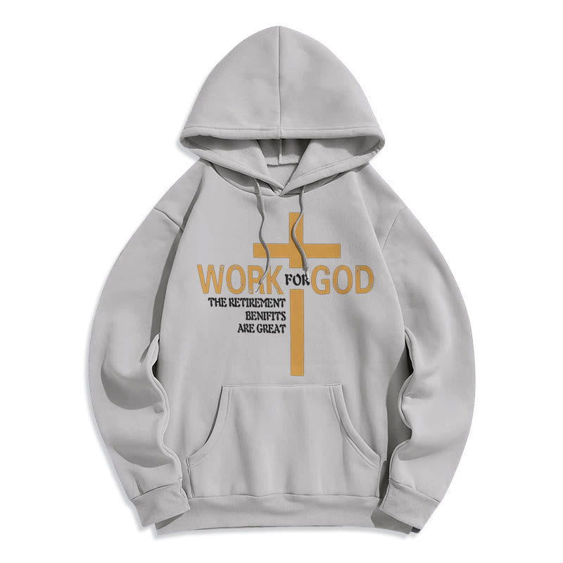 Sweat à capuche en polyester doublé polaire style classique Christianartworkshop avec croix pour Dieu - Gris - 2XL - image 30