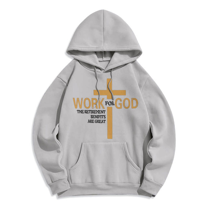Sweat à capuche en polyester doublé polaire style classique Christianartworkshop avec croix pour Dieu - Gris - 2XL - image 30