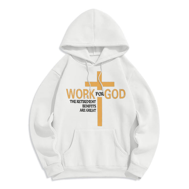 Sweat à capuche en polyester doublé polaire style classique Christianartworkshop avec croix pour Dieu - Blanc - 2XL - image 5