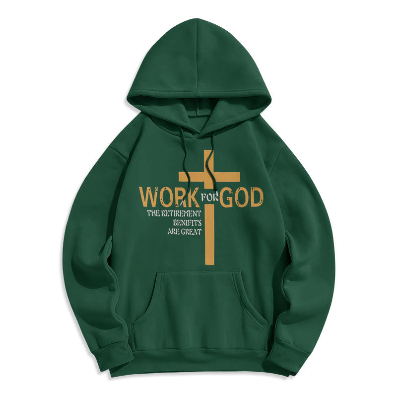 Sweat à capuche en polyester doublé polaire style classique Christianartworkshop avec croix pour Dieu - Vert - 2XL - image 20
