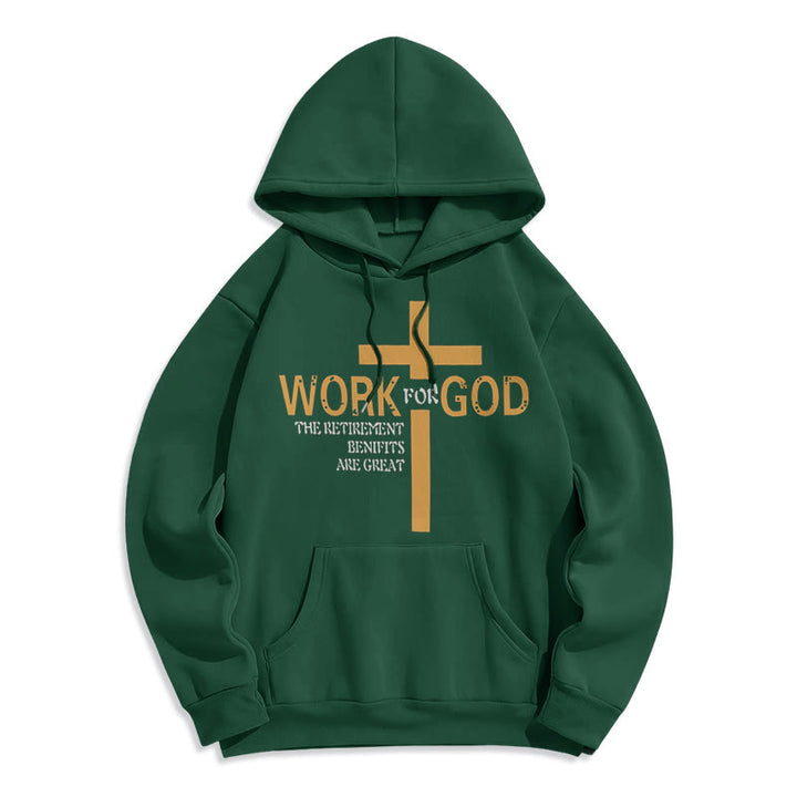 Sweat à capuche en polyester doublé polaire style classique Christianartworkshop avec croix pour Dieu - Vert - 2XL - image 20
