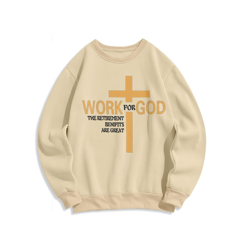 Sweat-shirt en polyester doublé polaire style classique Christianartworkshop avec croix « Pour Dieu » - Beige - 2XL - image 10