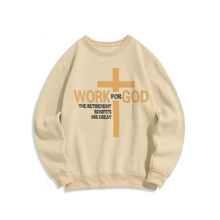 Sweat-shirt en polyester doublé polaire style classique Christianartworkshop avec croix « Pour Dieu » - Beige - 2XL - image 10