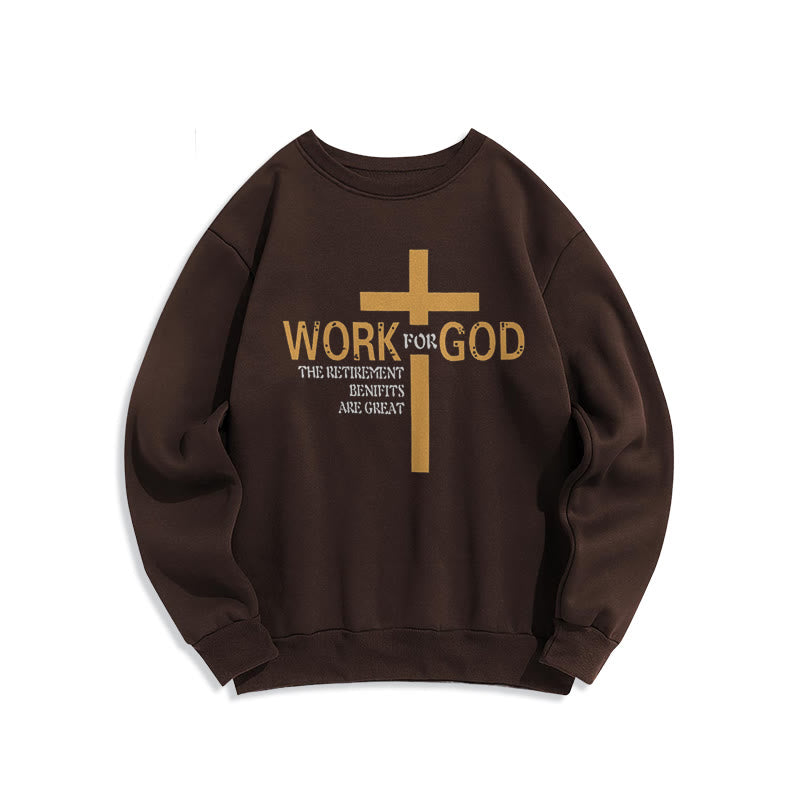 Sweat-shirt en polyester doublé polaire style classique Christianartworkshop avec croix « Pour Dieu » - Brun - 2XL - image 15