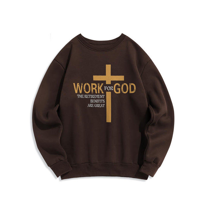 Sweat-shirt en polyester doublé polaire style classique Christianartworkshop avec croix « Pour Dieu » - Brun - 2XL - image 15