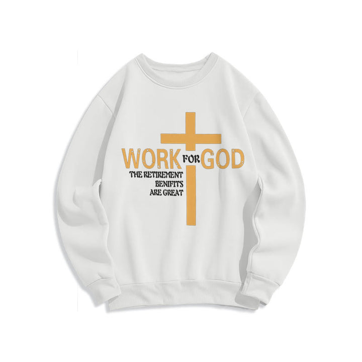 Sweat-shirt en polyester doublé polaire style classique Christianartworkshop avec croix « Pour Dieu » - Blanc - 2XL - image 0