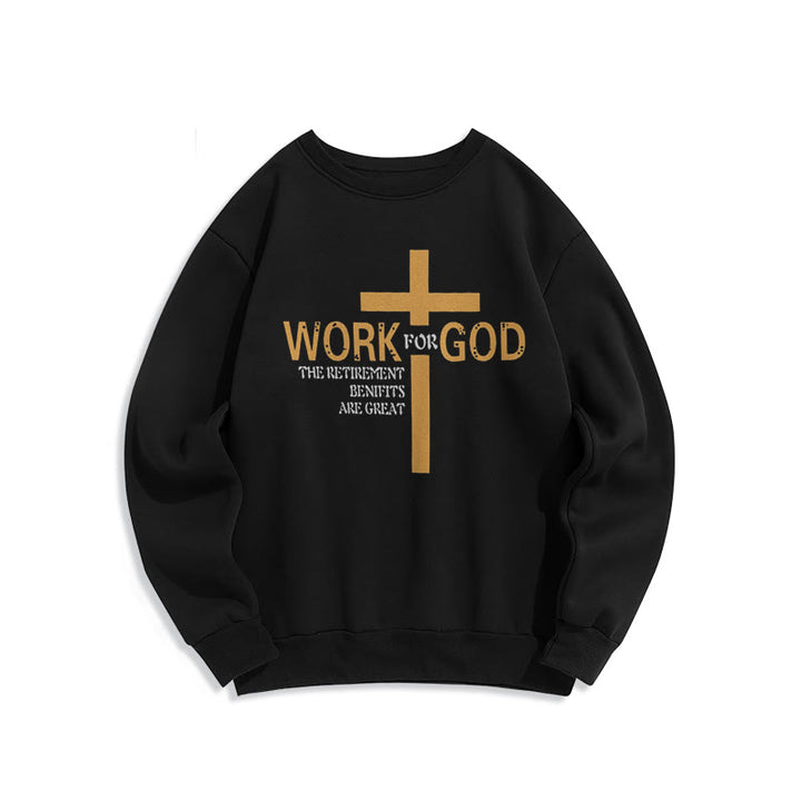 Sweat-shirt en polyester doublé polaire style classique Christianartworkshop avec croix « Pour Dieu » - Noir - 2XL - image 5