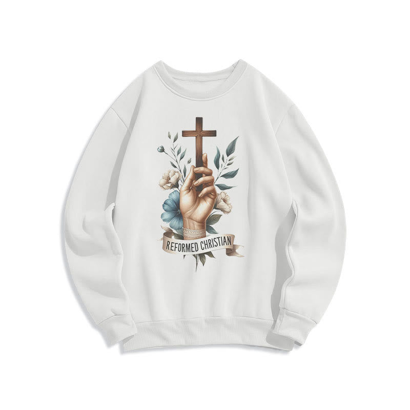 Sweat-shirt en polyester doublé polaire, style classique coloré, foi chrétienne réformée, Christianartworkshop - Blanc - 2XL - image 0