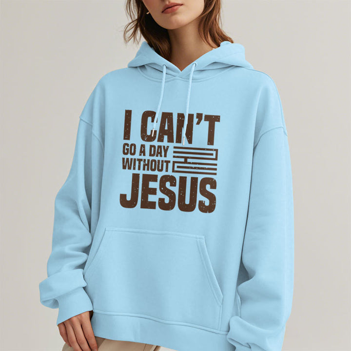 Christianartworkshop Sweat à capuche en polyester doublé polaire style classique « Je ne peux pas passer une journée sans Jésus » - image 27