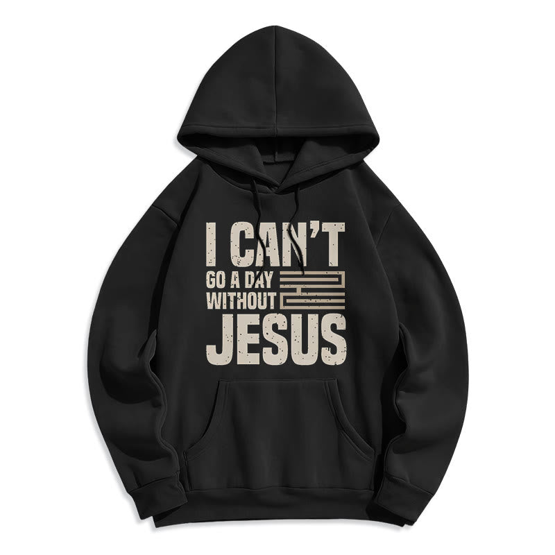 Christianartworkshop Sweat à capuche en polyester doublé polaire style classique « Je ne peux pas passer une journée sans Jésus » - Noir - 2XL - image 5