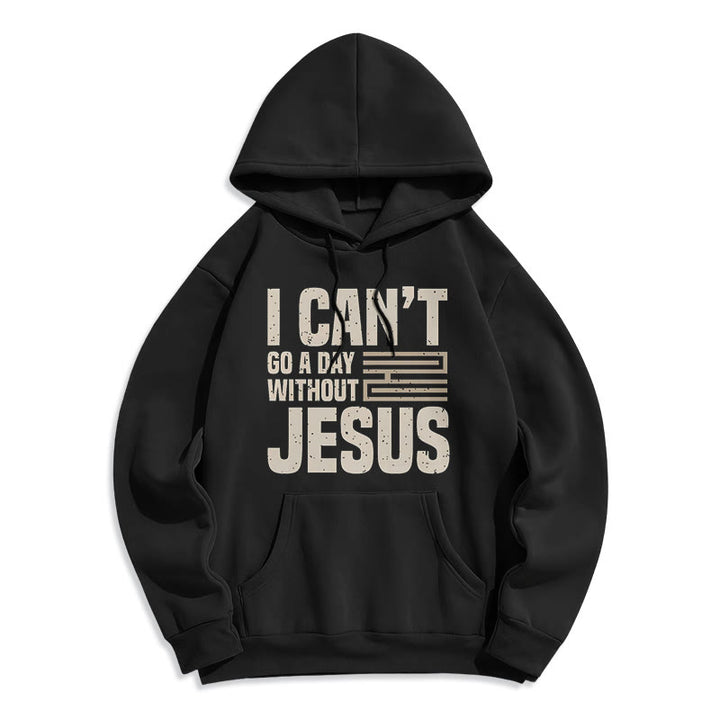 Christianartworkshop Sweat à capuche en polyester doublé polaire style classique « Je ne peux pas passer une journée sans Jésus » - Noir - 2XL - image 5