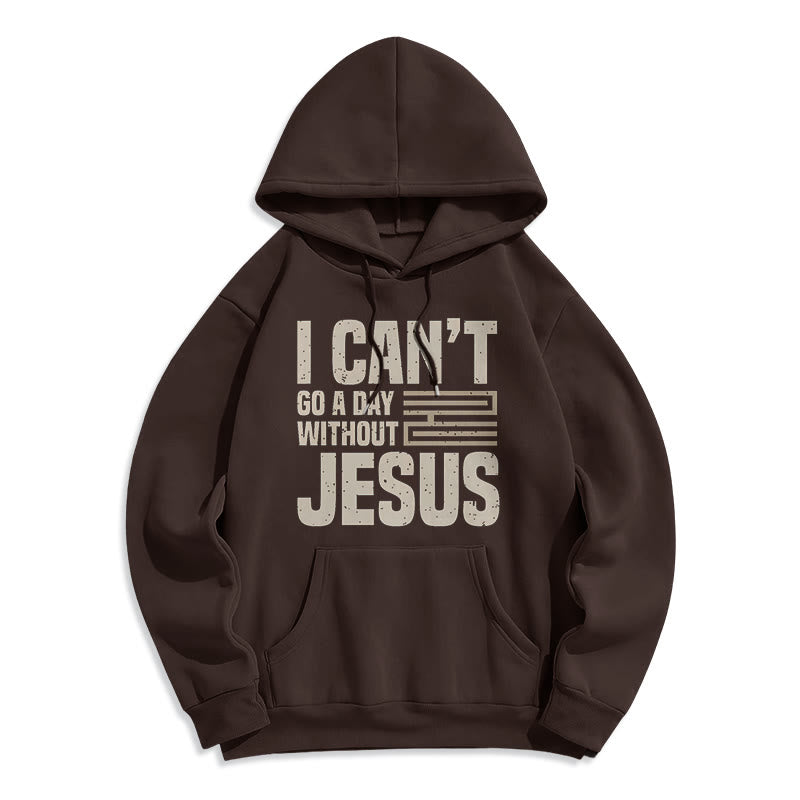 Christianartworkshop Sweat à capuche en polyester doublé polaire style classique « Je ne peux pas passer une journée sans Jésus » - Brun - 2XL - image 15