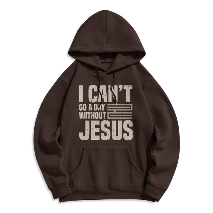 Christianartworkshop Sweat à capuche en polyester doublé polaire style classique « Je ne peux pas passer une journée sans Jésus » - Brun - 2XL - image 15