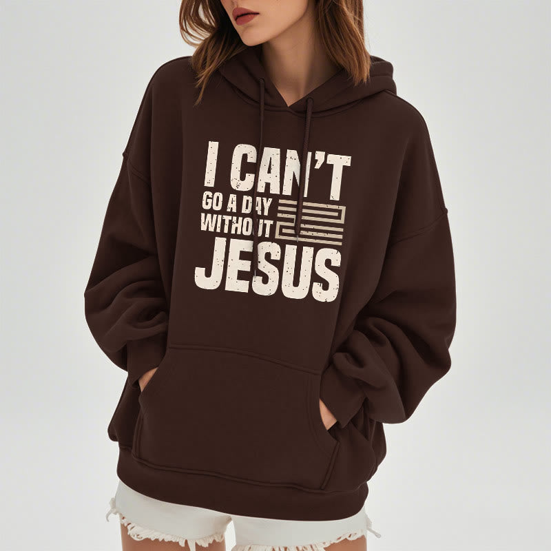 Christianartworkshop Sweat à capuche en polyester doublé polaire style classique « Je ne peux pas passer une journée sans Jésus » - image 17