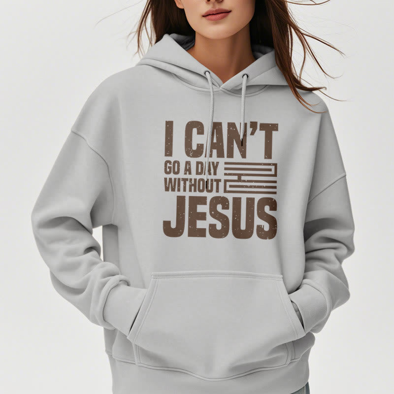 Christianartworkshop Sweat à capuche en polyester doublé polaire style classique « Je ne peux pas passer une journée sans Jésus » - image 33