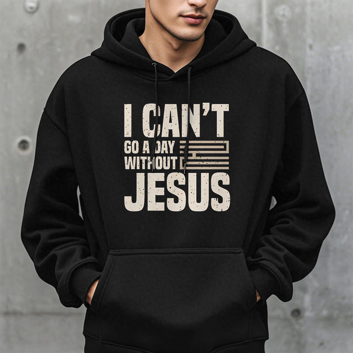 Christianartworkshop Sweat à capuche en polyester doublé polaire style classique « Je ne peux pas passer une journée sans Jésus » - image 7