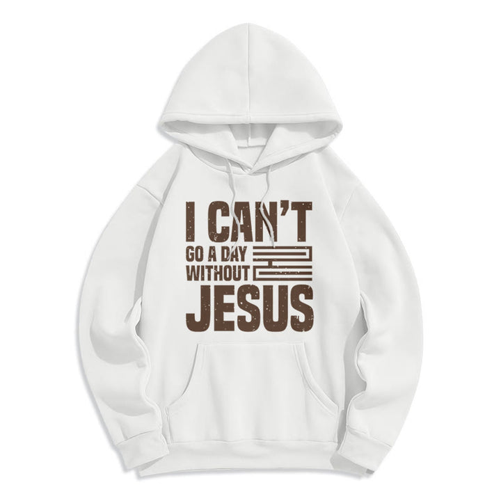 Christianartworkshop Sweat à capuche en polyester doublé polaire style classique « Je ne peux pas passer une journée sans Jésus » - Blanc - 2XL - image 0