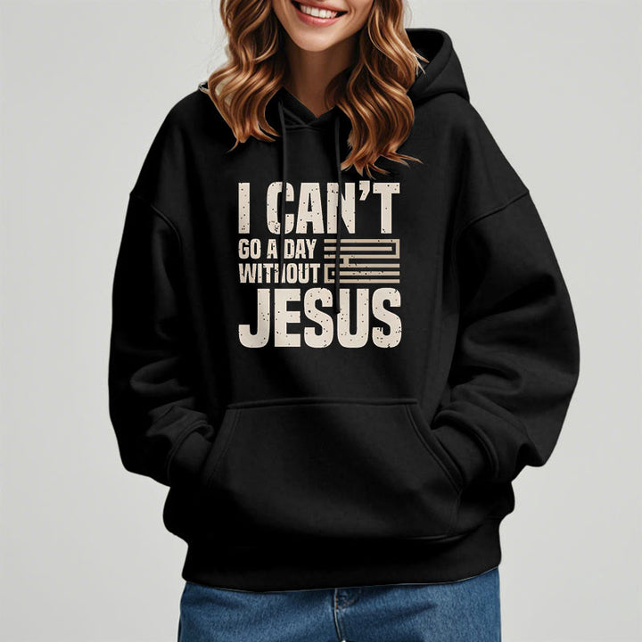 Christianartworkshop Sweat à capuche en polyester doublé polaire style classique « Je ne peux pas passer une journée sans Jésus » - image 8
