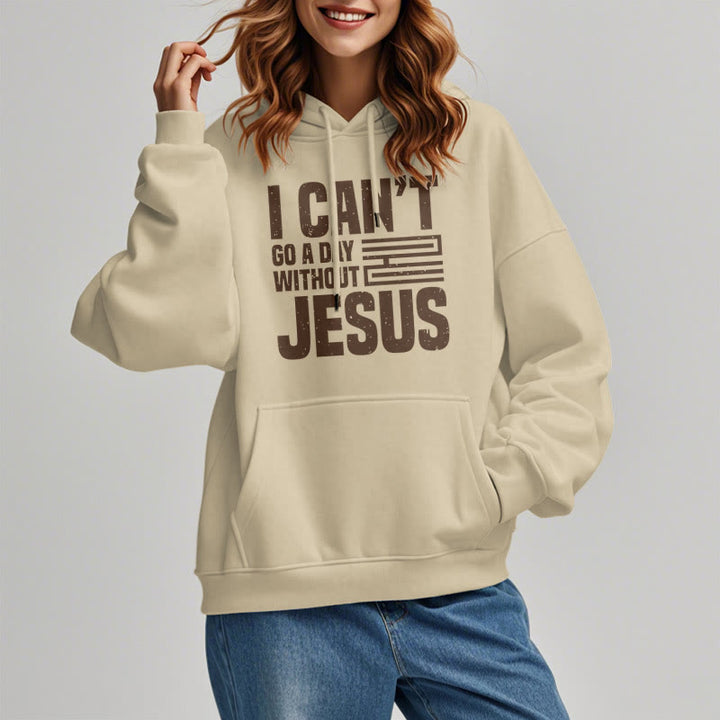 Christianartworkshop Sweat à capuche en polyester doublé polaire style classique « Je ne peux pas passer une journée sans Jésus » - image 12