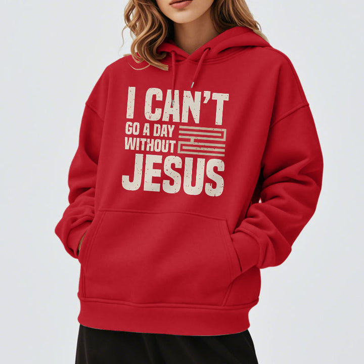 Christianartworkshop Sweat à capuche en polyester doublé polaire style classique « Je ne peux pas passer une journée sans Jésus » - image 37